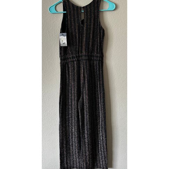 NEW Art Class Black Striped Romper Jumpsuit with wide legs Girl's M 7/8 - Picture 2 of 3